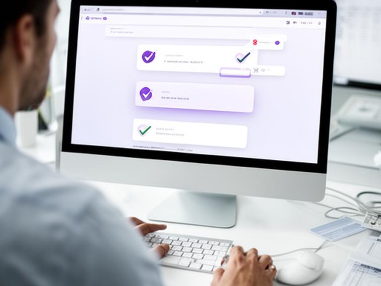 Manager approving an expense report on a desktop screen with clear checkmarks and notes